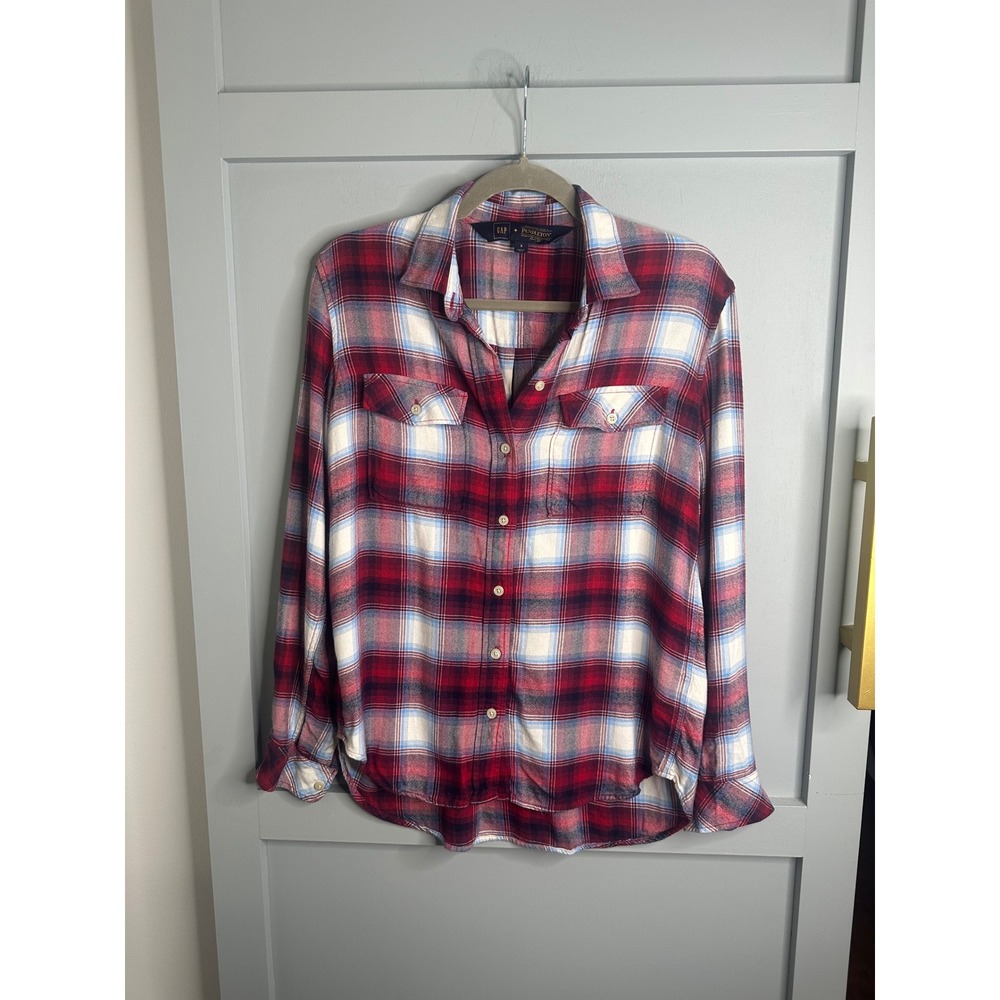 Gap x Pendleton Red Blue Plaid Rayon Flannel Style Button‎ Down Shirt Small
